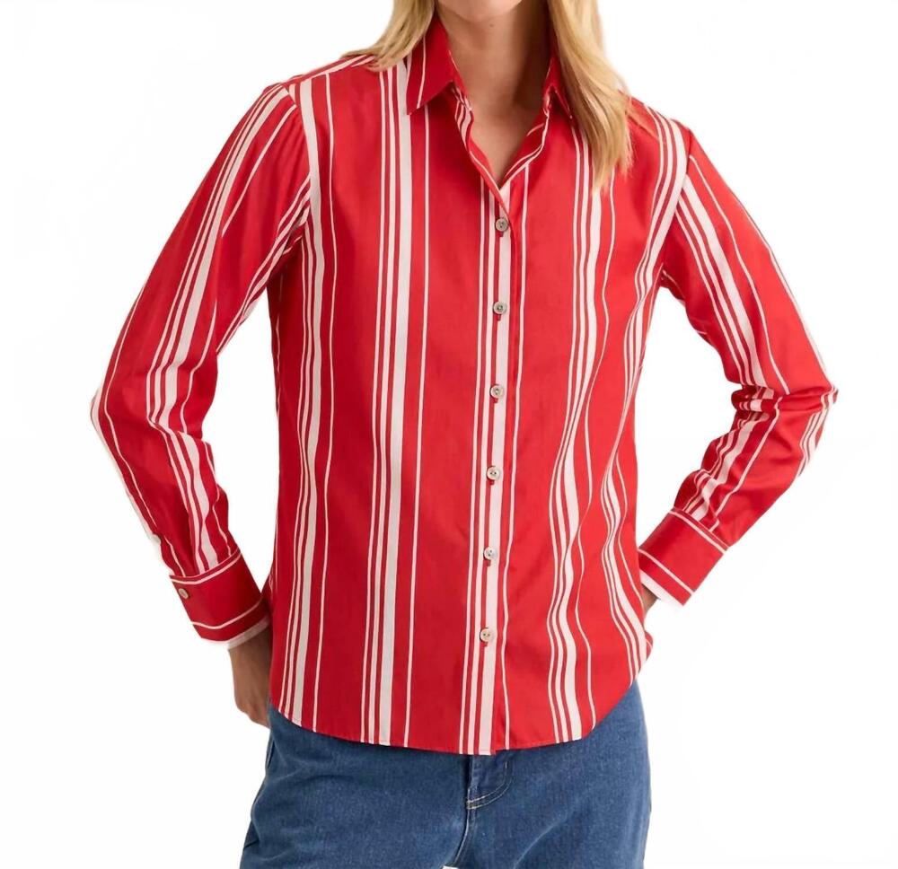 NEW HINSON WU margot long sleeve shirt in rouge/white